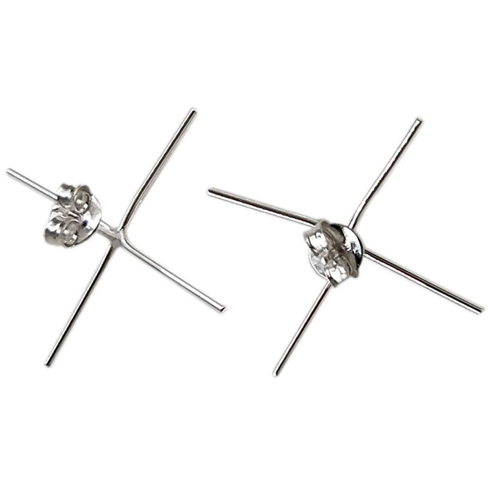2 Pairs 4 Claws Stud Post Blanks 925 Sterling Silver Handmade Post Earring Wire Thickness 20 Gauge for Jewelry Making for Women Silver Original ¡­