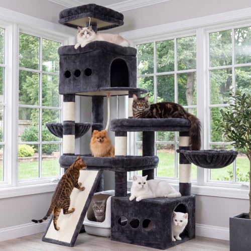 Heybly Cat Tree, 72.4-Inch Anti-Tip Cat Tower for Large Cats, All-in-One Cat…