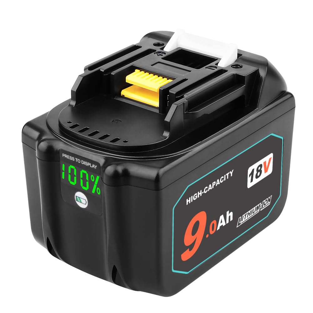 QUPERR 18V 9000mAh Ersatzakku für Makita 18V Akku Werkzeuge | Mit LED-Ladeanzeige, hoher 9,0Ah Kapazität und Mehrfachschutz für längere Laufzeit und zuverlässige Leistung