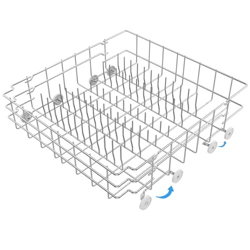 UPGRADED 808602302 Dishwasher Rack Replacement Parts-304 Stainless Steel Compatible with Electrolux Kenmore Frigidaire Dishwasher Lower Rack Assembly with 154174501 Wheels 154432601 Bottom Dishrack