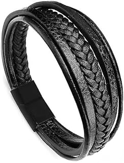 YouBella Bracelets for Men and Boys Black Leather Bracelet for Men | European Hot Retro Style Leather Band Bracelets for Men | Birthday Gift for Men and Boys Anniversary Gift for Husband (Style 2)