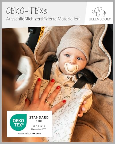 2. Bild von ULLENBOOM Einschlagdecke Babyschale, Ideal für Herbst und Winter, 100% OEKO-TEX Materialien, Floral Sand (Made in EU) - Babydecke für Kindersitz oder Kinderwagen, kuschelige Decke für Babys Ganzjahr