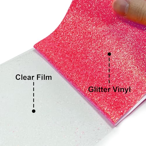 Image of Fluorescent Red Glitter Puff Vinyl Heat Transfer - 12 inch x 5ft 3D Puff HTV Vinyl, Glitter Puffy Iron-On for Fabrics, Perfect for T-Shirts, Bags, Pillows, Compatible with Cricut & Cameo