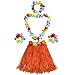 Girl's elastic Hawaiian hula dancer grass skirt with flower costume set-orange