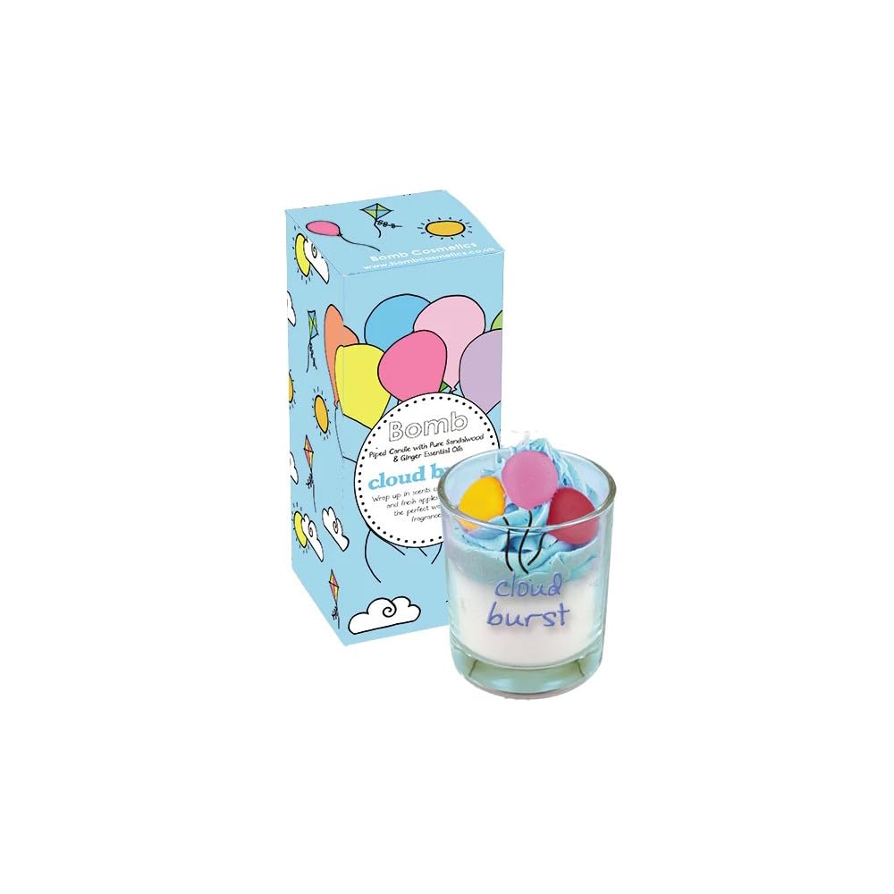 Bomb Cosmetics - Cloud Burst Scented Piped Candle, Cotton Candle Made of Soft Soy Wax