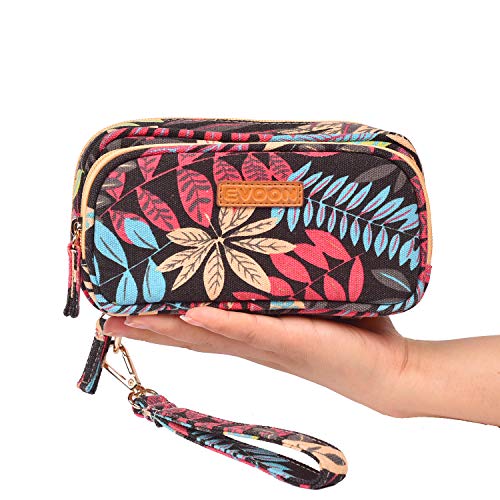 evoon Essential Oils Cases, Durable Canvas Portable Carrying Bags, for Essential Oils Accessories Double-Layer Storage Travel Bag Holds 12 Bottles (Red)