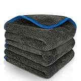 BMLEI Microfiber Car Cleaning Cloths,1200 GSM Ultra Thick Microfiber Towels for Cars, Soft Car Drying Towel for Washing, Polishing and Auto Detailing 16'' x 16'' (3 Pack)
