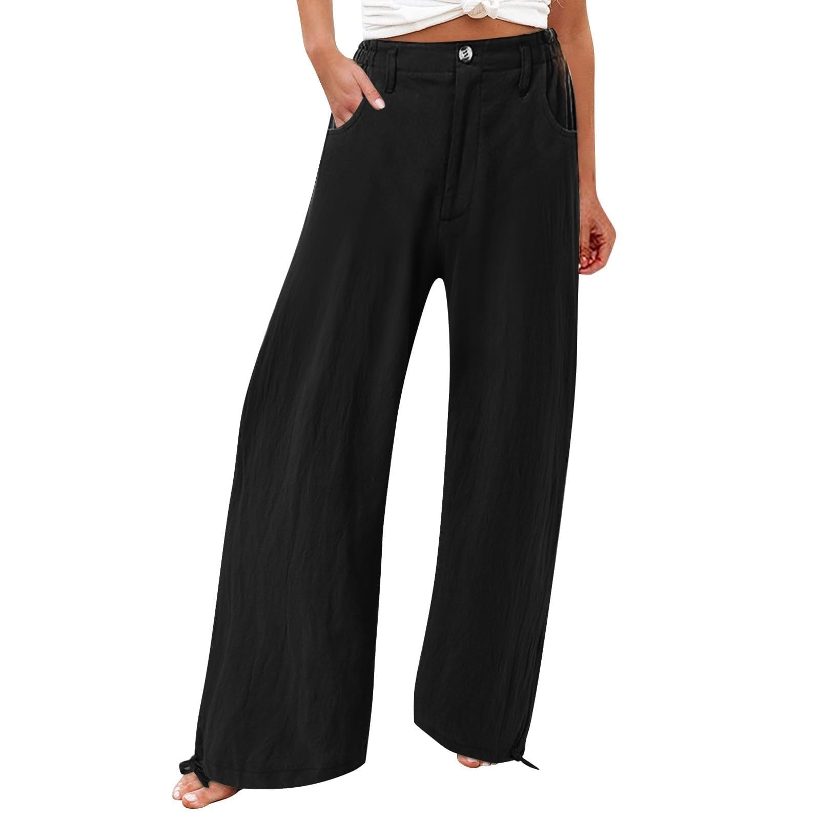 SMIDOW High Waist Wide Leg Pants for Women Trendy 2024 Casual Loose Long Trousers Palazzo Pants with Pockets