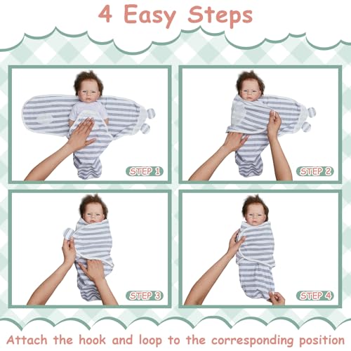 Image of Ramede 6 Pack Swaddle Blanket with Hats for Baby Girl Boy 100% Cotton Swaddles 0-3 Months, Adjustable Breathable Skin Friendly Receiving Blanket Wrap, Essential for Newborns(Cloud,Grey)