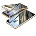 Produktbild Jonwelsy Hülle für Samsung Galaxy S9, Magnetische Adsorption Metall Stoßstange Flip Cover mit 360 Grad Schutz Doppelte Seiten Transparent Gehärtetes Glas Handyhülle für Samsung S9 (Gold)