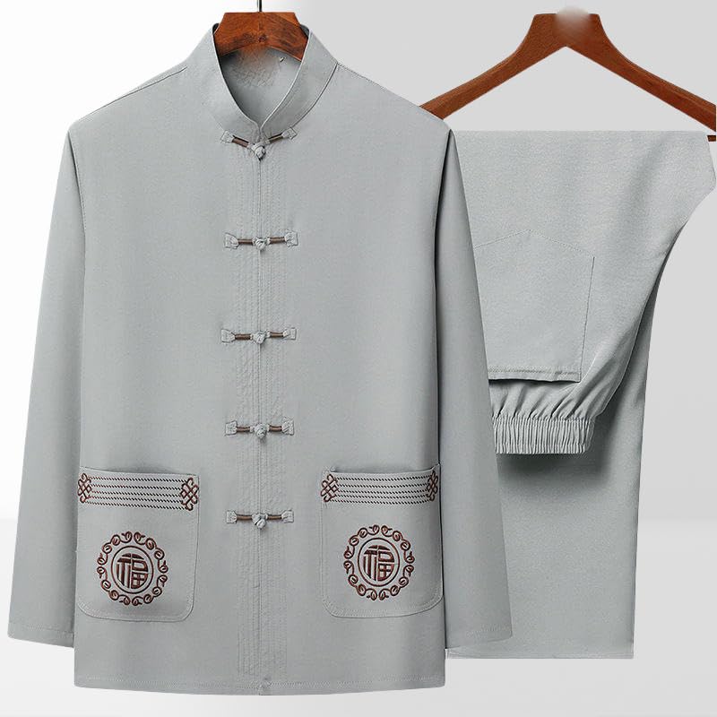Costume Hanfu homme style chinois manches longues en soie - 4