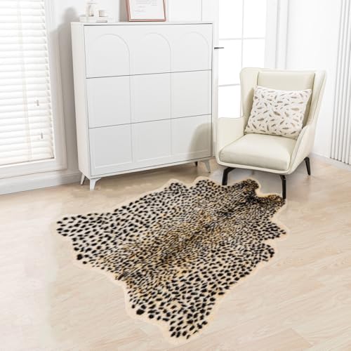 Leopard Rug Cheetah Rug Animals Printed Hide Mats Faux Fur Cowhide Skin Carpet for Home Office, Livingroom, Bedroom, 5.3ft x 6.6ft by Asuprui - Image 6