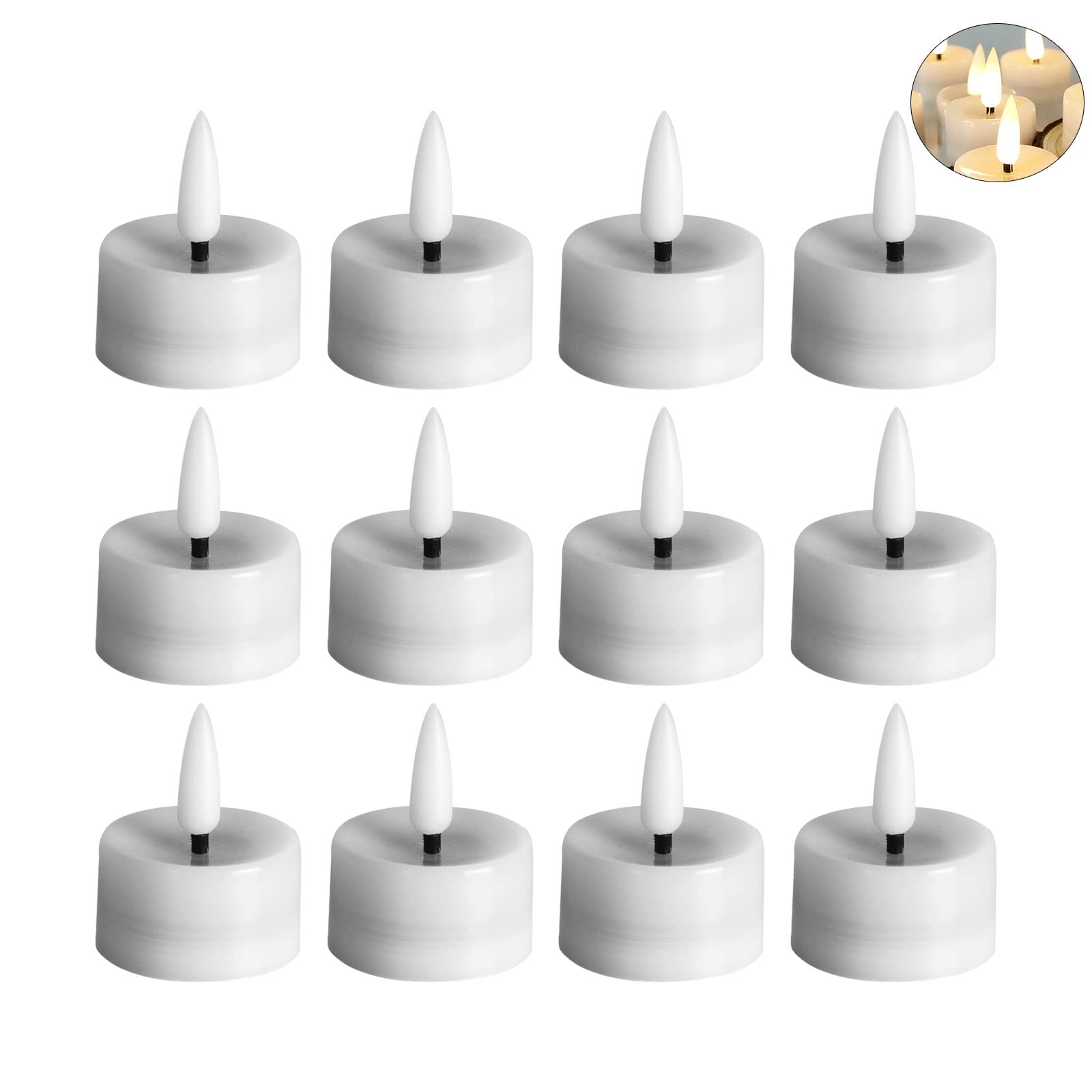 Tsophreniq 12pcs Flameless Flickering LED Tealight Electronic Votive Night Lamp Christmas Wedding Party Holiday Decor Flameless Tea Lights