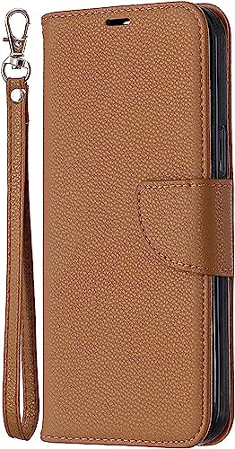 Étui iPhone 14 Pro cuir grain litchi anti-choc avec béquille support