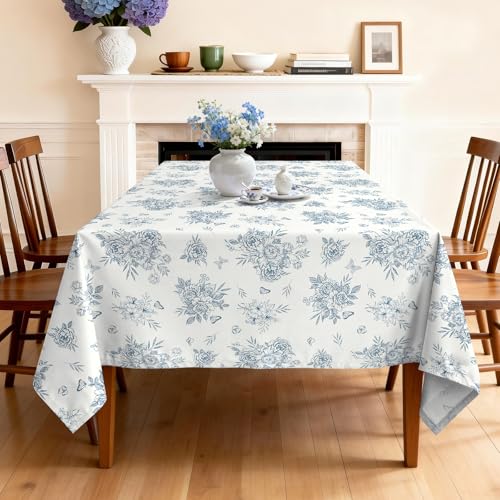 Nappe rectangulaire à fleurs aquarelle lavable et résistante aux taches