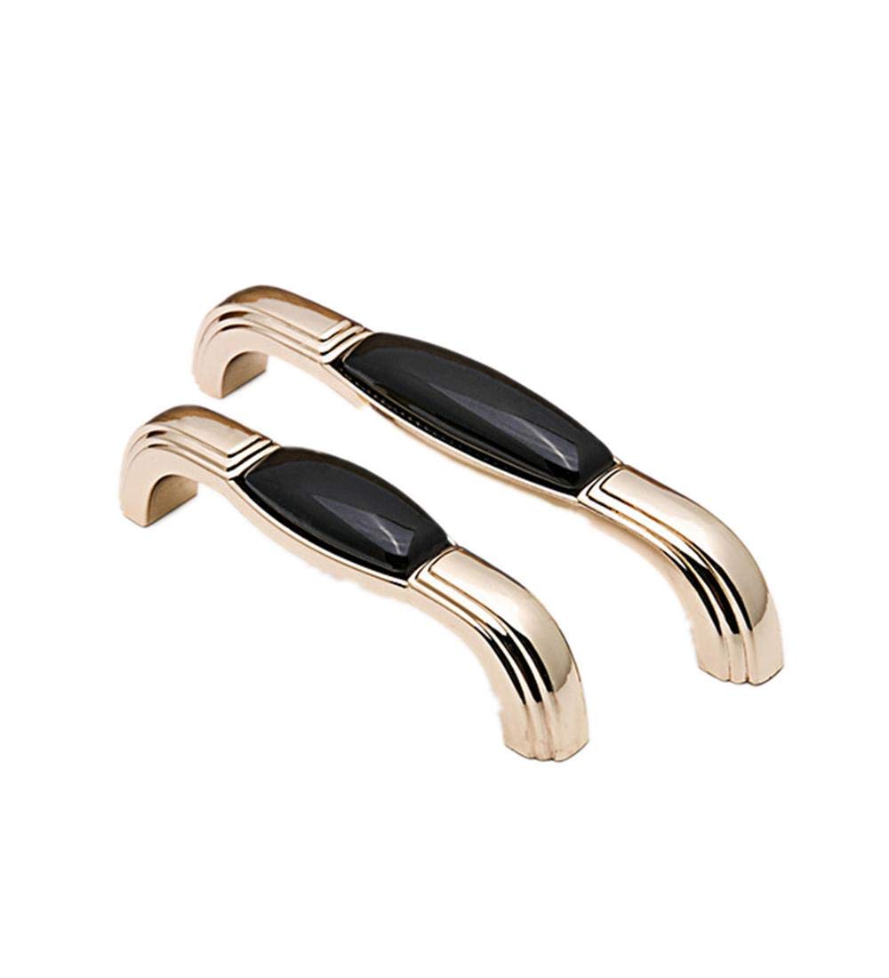 Stnyanxd 128 Gold+Black Antique Cabinet Drawer Handles 2Pcs Zinc Alloy Ceramic Pull Black And Gray For Drawer Wardrobe(128 Gold+Black)