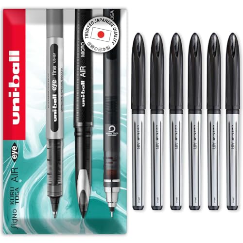 Uni-Ball AIR - 0.7mm Medium Rollerball - 6 Pack - Black - UBA-188-L