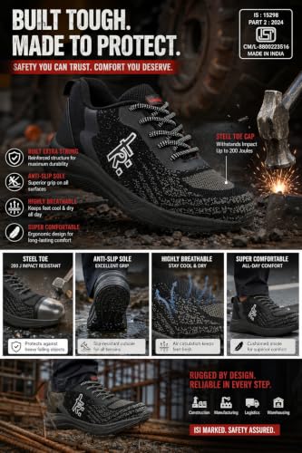 Image of KAVACHA Knitted Fabric Steel Toe Safety Shoe S232, Light Weight Durable