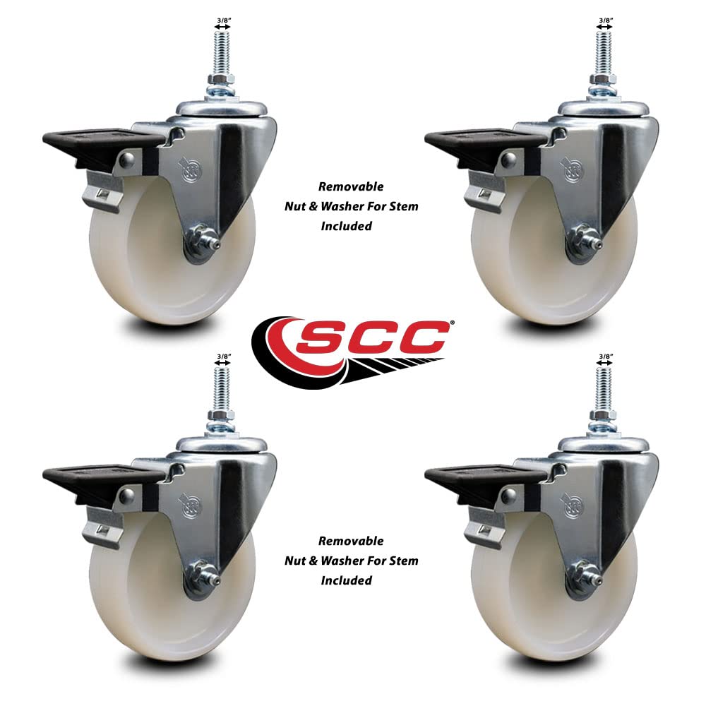 Nylon Swivel Threaded Stem Caster Set of 4 w/4