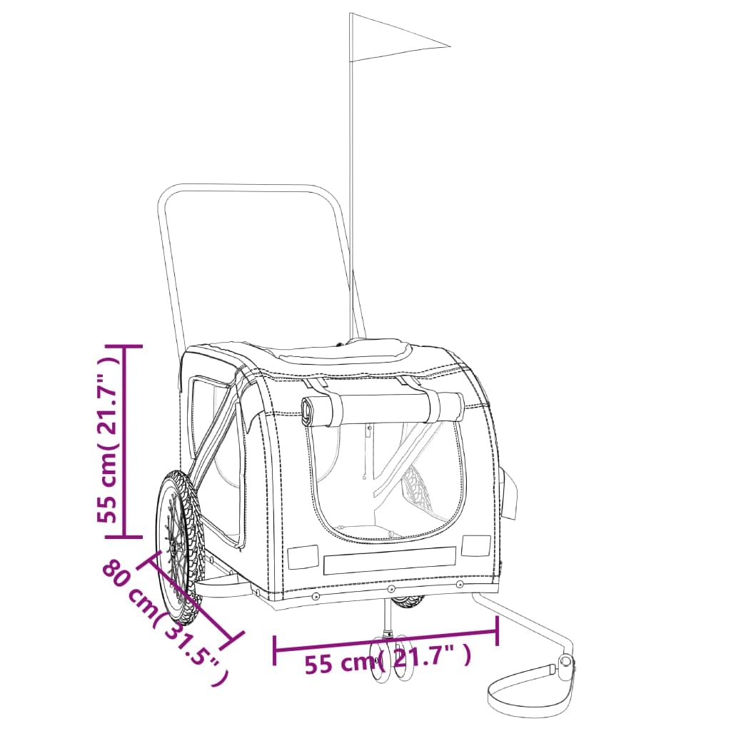 Fahrradanhänger Hunde Gelb und Grau aus Oxford-Gewebe und Eisen, faltbar, atmungsaktiv mit Netz, sicherer Transport für Haustier, ideal für Outdoor, Urlaub, Tierarzt und Spaziergänge
