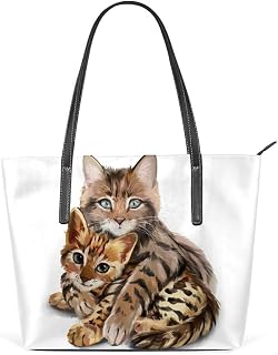 Bolsa de ombro para mulheres, sacola de couro, bolsa grande para compras, abraços para gatos, bolsa casual para trabalho, gatinho