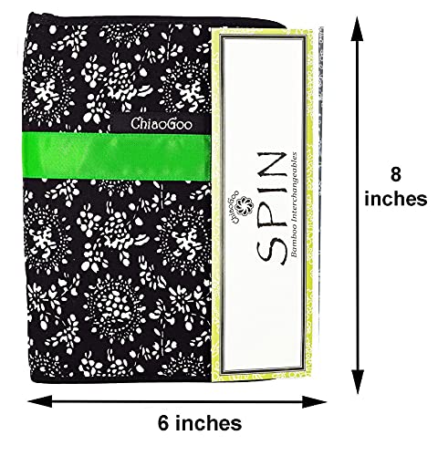 Image of ChiaoGoo Spin Bamboo 4-Inch Small 2400-S Interchangeable Circular Knitting Needle Set, Sizes US 2, 3, 4, 5, 6, 7, 8 with 3 Cords, 12 Stitch Markers, 1 Gauge with Project Bag