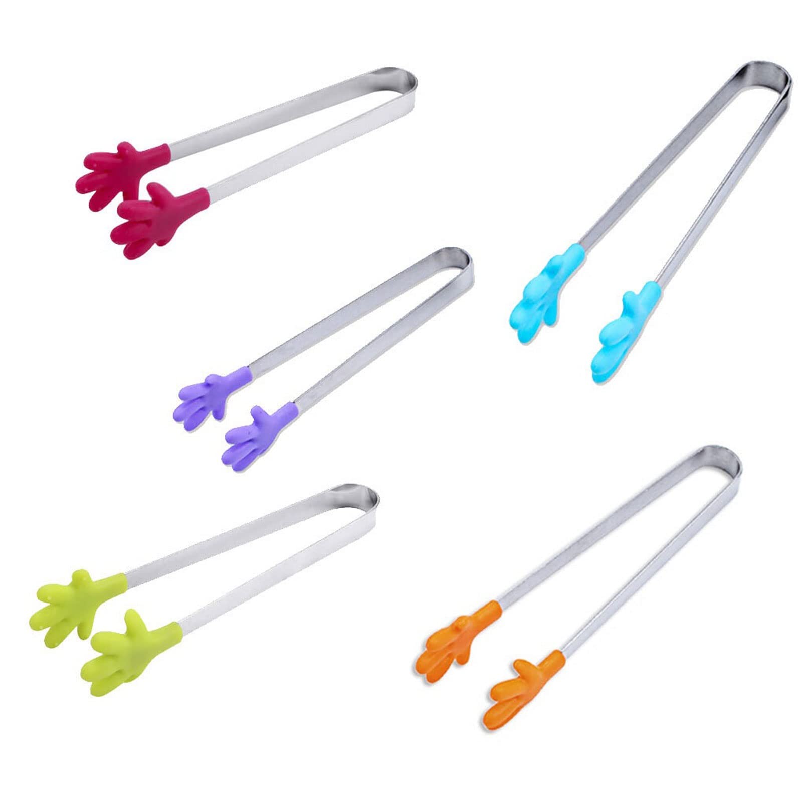 Pinza da Cucina con Clip in Silicone per Palmo Piccolo, in Acciaio Inox Antiscivolo, Mini Cibo, Ghiaccio, Quadrato, Suger, per Barbecue, Pinza da Cucina (Arancione)