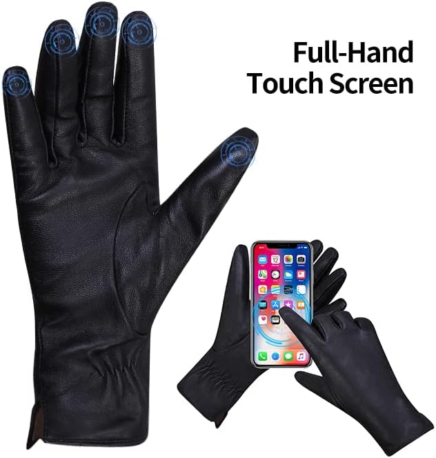 MGGMOKAY Womens Nappa Lambskin Leather Gloves Warm Cashmere Lined - Image 2