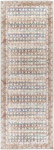 Surya Kemer Damask Washable Area Rug,2'7" X 10',Coral #TOP2