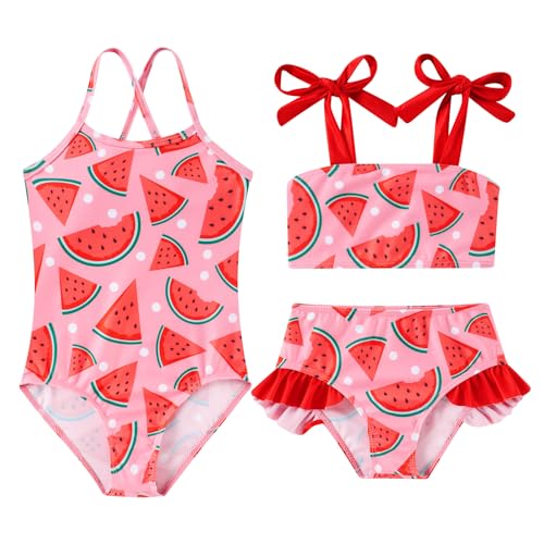 Image of Girls Swimsuit One-piece Bikini Set Two Sets Matching Bathing Suits 2-6T Adjustable Strap Summer Beach