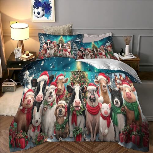 Housse de couette animaux de Noël 135x200 microfibre - 6