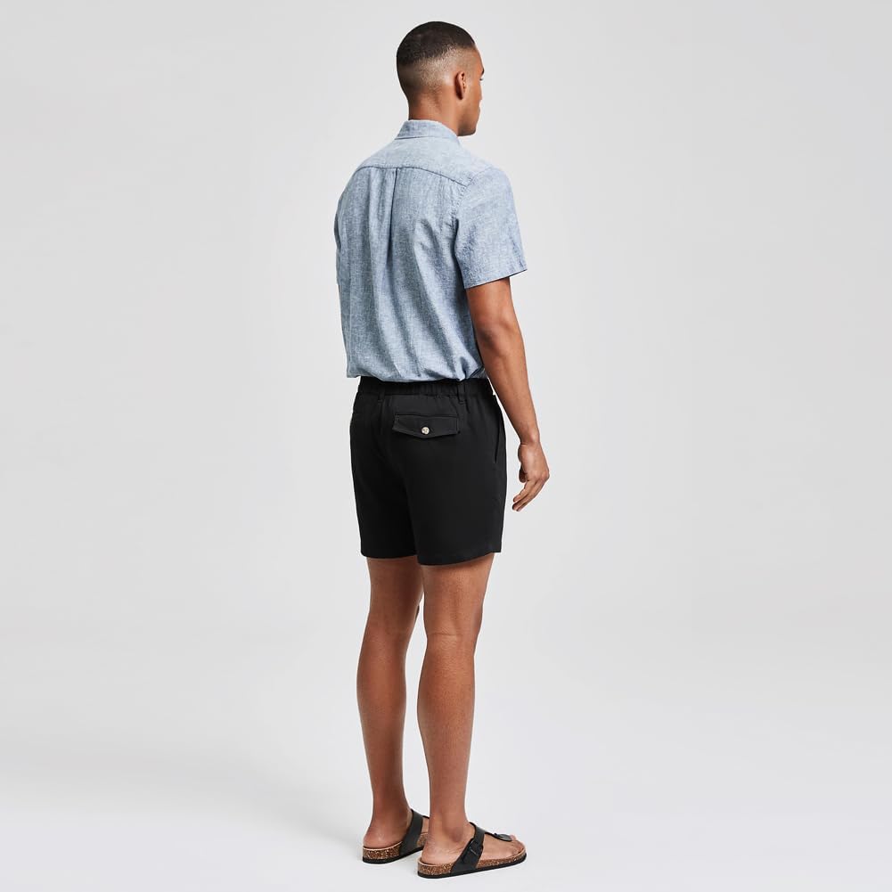 maamgic Men's Classic-fit 5.5" Cotton Casual Shorts Elastic Waistband with Multi-Pocket Daily Wear Walking Summer Outfit - Image 2