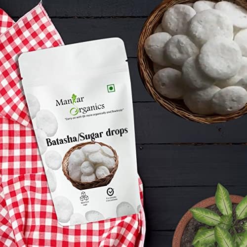 ManHar Organics Batasha 500g | Patasha | Sugar Drop | Traditional Indian Sweet | Sugar Candy | Perfect for Prasad & Festive Celebrations