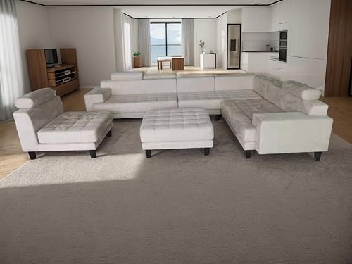 Miniatura 7 de Stendmar S150DBE 5PC. Juego de sofá de tela de microfibra reversible con acabado beige