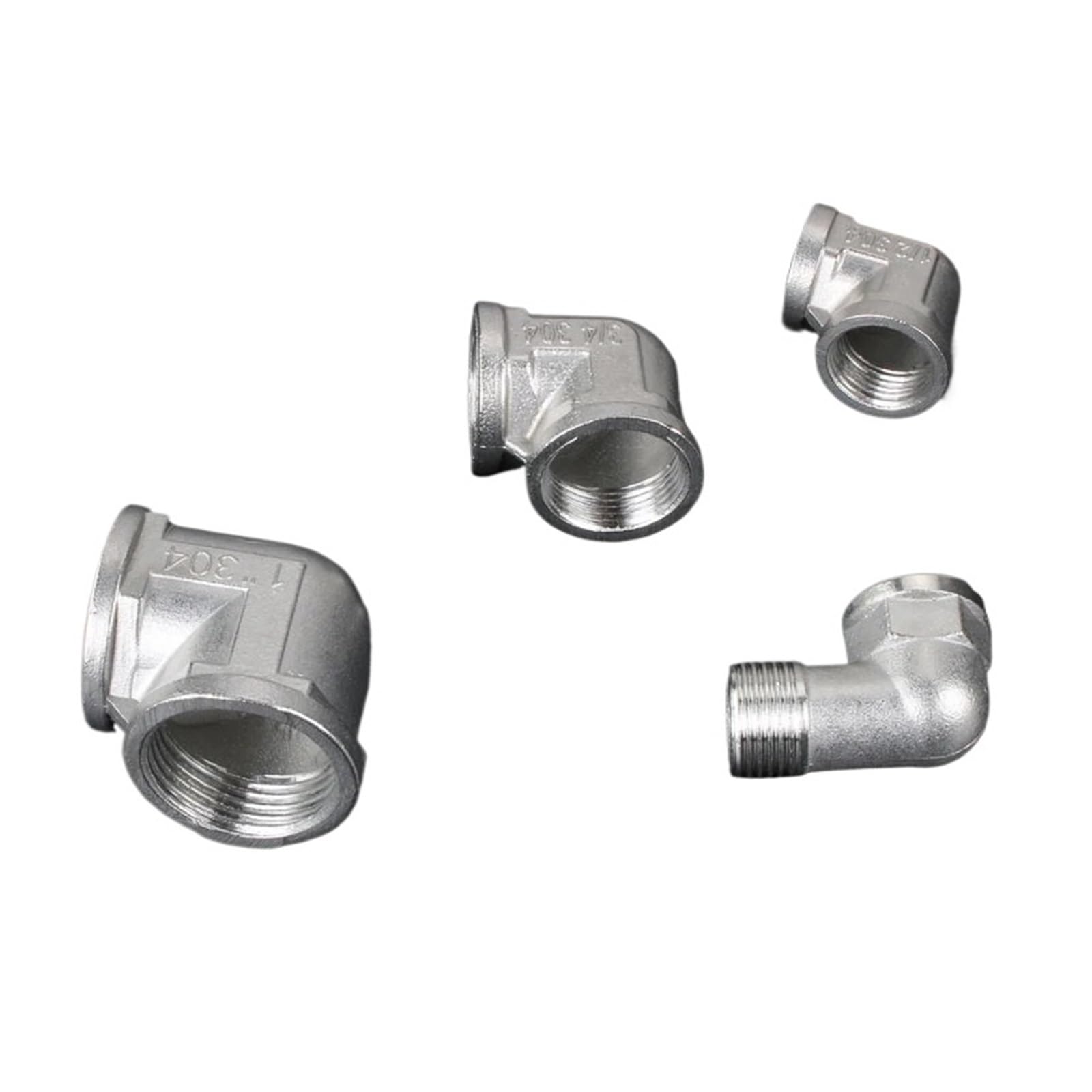 Accesorio de conversión de Acero Inoxidable, Accesorios de Acero Inoxidable en ángulo Recto, Rosca Hembra/Macho de 1/2" y 3/4" y 1", acoplador rápido (5,10 Piezas BSP)