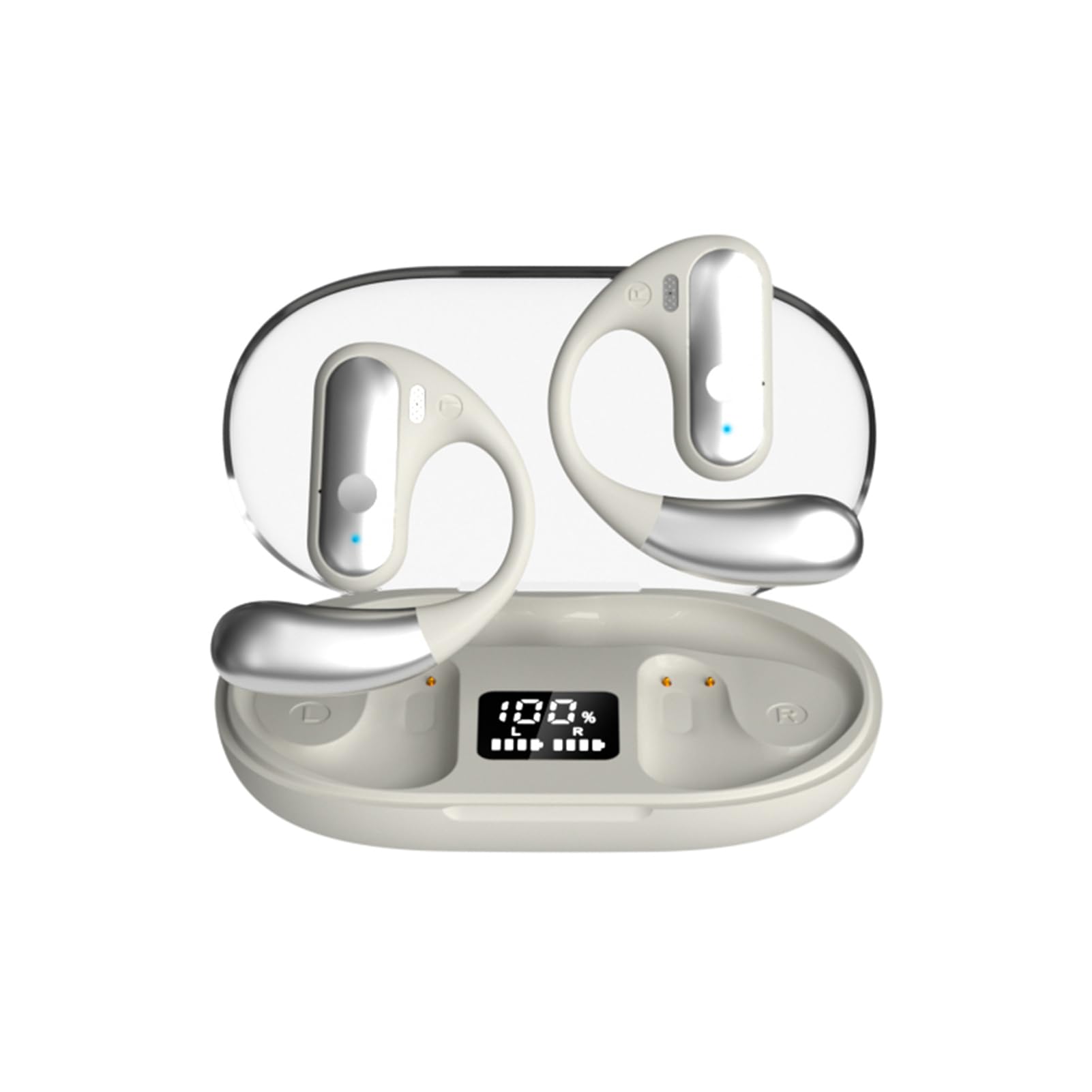 Wireless Earbuds 5.3 Earphone Panoramic HiFi Sound Effect 120 Hours Super Long Standby Time Large Battery Suitable for All Ear Types Compatible with Android, or Windows for Computer and Network White