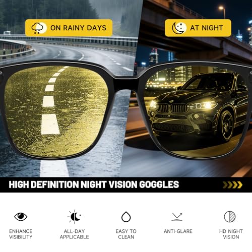 Image of HD Night Vision Glasses for Men and Women, Anti-Glare Goggles for Night Driving