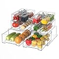 damynuo 14Pack Fridge Organizer Bins, Clear Refrigerator Organizing Containers with Lids and Refrigerator Drawers, Stackable Food, Vegetable and Fruit Containers for Fridge Organizers and Storage