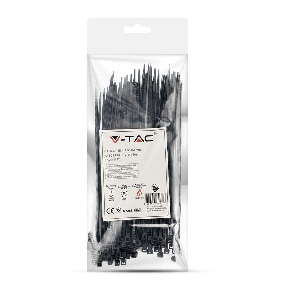 Fascette stringicavo in nylon 2,5 x 100mm nere 100pz