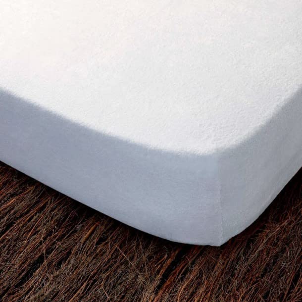 Funda DE COLCHÓN ELÁSTICA Rizo ALGODÓN 100%, Modelo: Mistral, Color: Blanco, Medida: Cama DE 160x190/200cm.