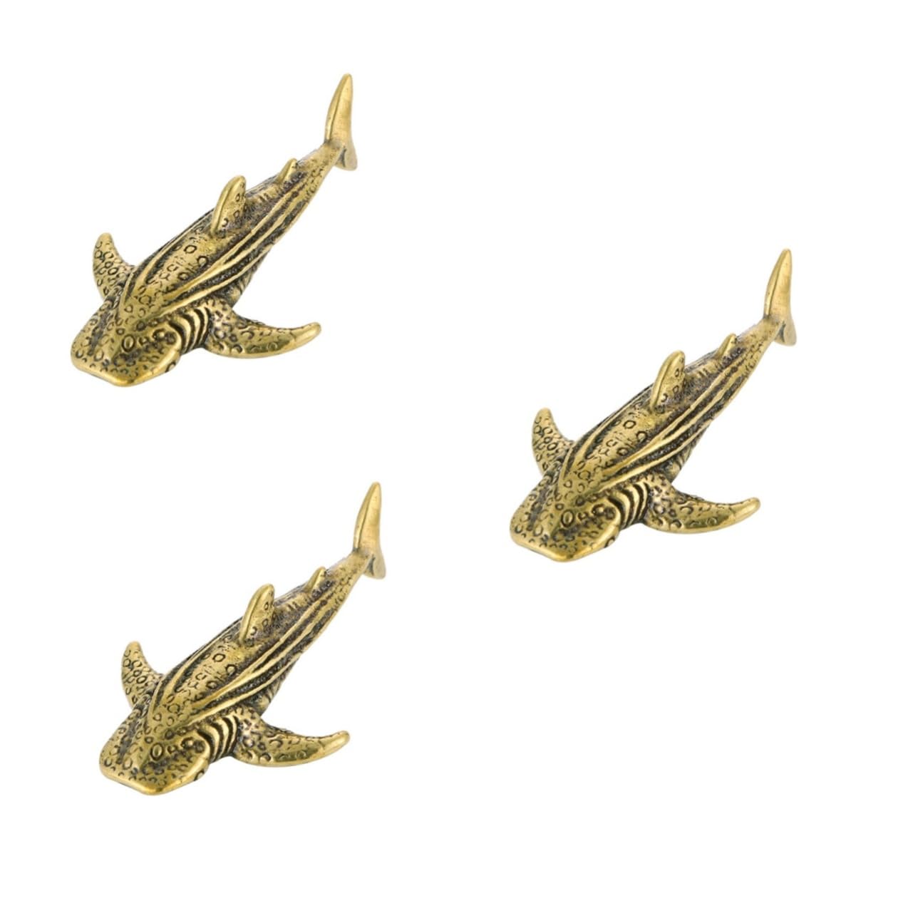 GREENADSCAPE 3 Piezas De Adorno De Tiburón De Latón Estatua De Tiburón Adorno De Tiburón Retro Animales del Océano Estatuilla De Tiburón Retro Decoración De Estética Decoración De