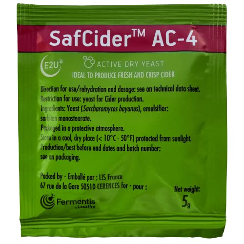 North Mountain Supply Fermentis SafCider Active Dry Cider Yeast AC-4-5 grams - Pack of 3 - With Freshness Guarantee