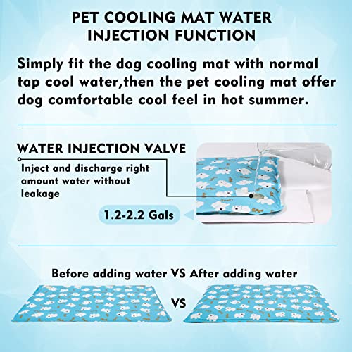 Dog Cooling Mat Washable Pet Cooling Pad Self Cooling Crate Pad Water Injection Cooling Dog Bed Mat Portable Cooling Dog Mat For Indoor Or Outdoor Use (Light Blue) #TOP2