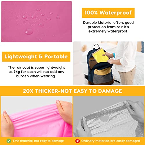 3Pack Rain Ponchos For Kids Reusable, 3 Colors Eva Raincoats For Boys Girls With Drawstring Hood And Sleeves, Waterproof Rain Coats Perfect For Camping, Hiking Travel Outdoor Accessories #TOP4