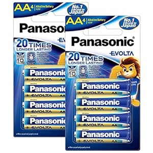 Panasonic Evolta AA Alkaline 1.5V Battery, 20 Times Longer Lasting Than Standard zinc Carbon Batteries,Anti-Leak Seal…