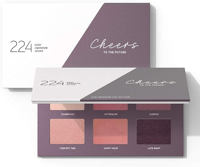 224 Cosmetics Eyeshadow Palette Cheers To The Future - natural, vegan , cruelty free - feel good formulas , free from parabens and silicones - 6 Plum shades