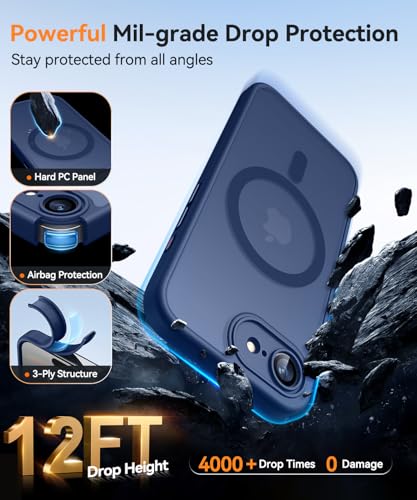 Image of CANSHN Magnetic for iPhone 17e / 16e Case, Upgraded [Full Camera Protection] [Compatible with Magsafe] [Translucent Matte] Shockproof Protective Phone Case for iPhone 17e / 16e - Deep Blue