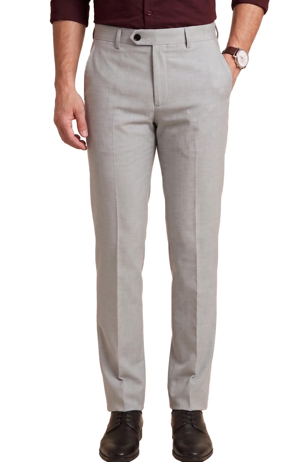 Peter England Men's Premium Formal Stretchable Knit Super Slim Fit Trouser | Comfort Lycra | 360-Degree Stretch