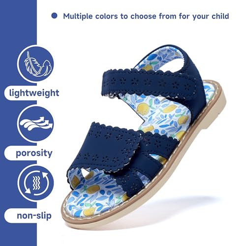 Girls Sandals Kid's Hook And Loop Closed Walking Sandals Buckle Closed Open Toe Walking Sandals Comfortable Breathable Park Walking Sandals Birthday Party Sandals Dress Sandals Summer Sports Sandals4
