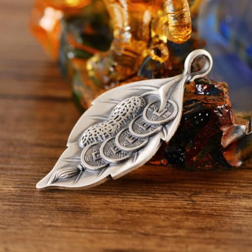 Collier de feuille ISCBAFYX 999 Rétro avec pendentif coin finement ciselé - 2